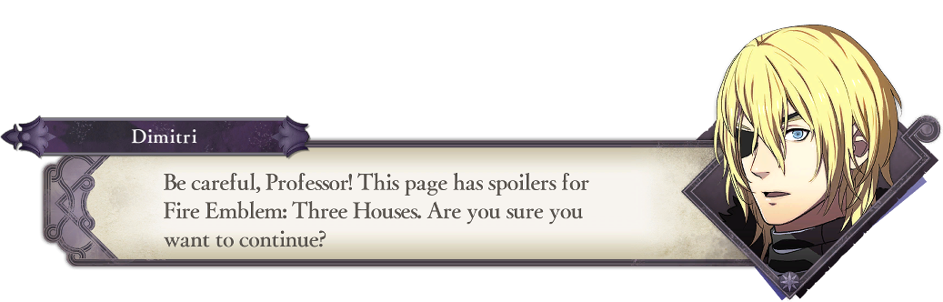 dimitri warns the viewer about spoilers for fire emblem: three houses.